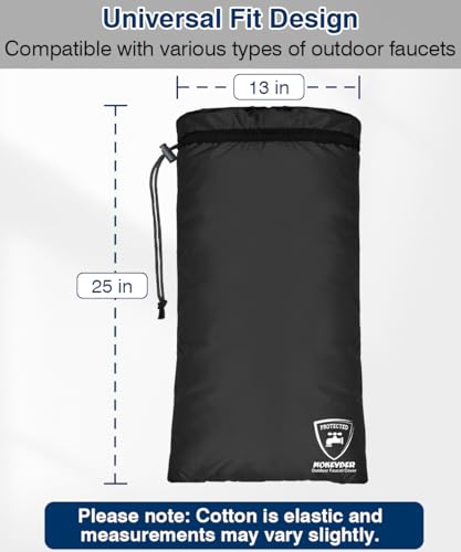Enlarge Outdoor Faucet Cover for Winter Freeze Protection, 13” W x 25" H Hose Bib Covers Socks for Garden Lawn Faucets & Yard Hydrant, Reusable Long Insulated Spigot Cover, Black, 1 Pack - size: 13"×25"-1