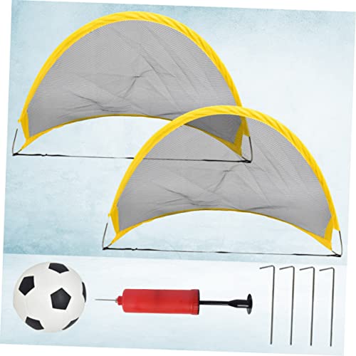 2 Pcs Foldable Soccer Goal Net Set with Inflator Mini Football and Iron Nails for Outdoor Training and Sports Play Portable Football Training Door for Boys
