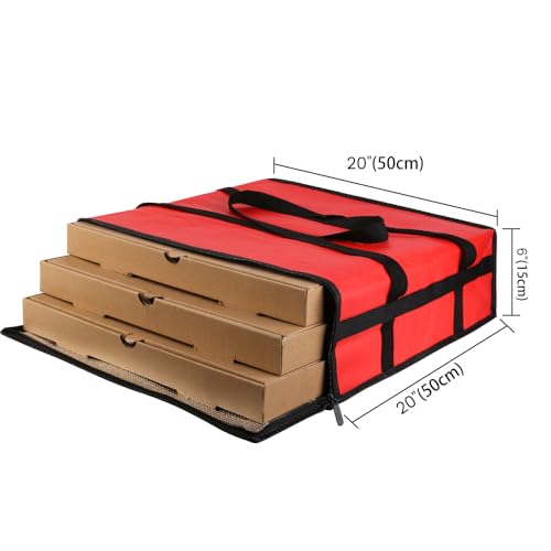 Bodaon Insulated Pizza Bags for Delivery & Plastic Portable Drink Carrier, 20" x 20" x 6" ermicas Thermal Food Carrier for Hot and Cold Food, Large Warming Bag for Catering and Delivery, 1-Pack - color: Red Bag with Drink Carrier, size: 20" x 20" x 6"