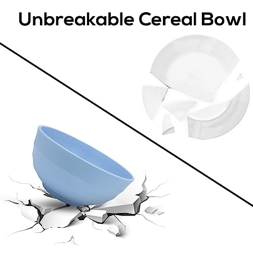 K Y KANGYUN Unbreakable Cereal Bowls - 24 oz Reusable Wheat Straw Bowl- Perfect for Serving Soup, Oatmeal, Pasta, Salad Camping, Picnic Bowls- Dishwasher & Microwave Safe - BPA Free, Sets for 4 - size: Bowl-5.9in