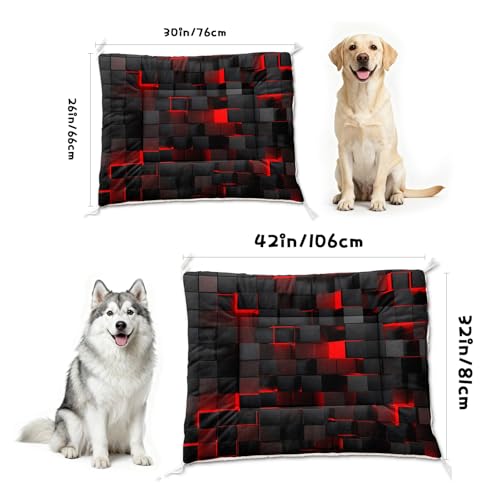 Nttopship Dog Cat Bed Mat Ultra Soft Fluffy Pet Bed Washable Fashion Dog Crate Beds Comfy Comfy Pet Sleeping Pad Suitable for Pet Raised Bed(30"x26",Red Black) - color: Red Black, size: Medium