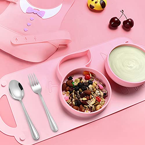 LIANYU 12-Piece Kids Silverware Set, Stainless Steel Toddler Utensils Flatware Set, Child Cutlery Tableware for 4, Include knives Forks Spoons, Mirror Finished, Dishwasher Safe - color: Silver