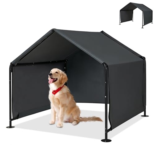 Large Dog Shade for Outside - LitaiL Outdoor Pet Shade for Small Dogs, 47.2" x 47.2" x 39.4" Outdoor Sun Rain Pet Canopy Shade, Waterproof Pet Tent Shelter for Small Animals, Black - color: Black, size: Large
