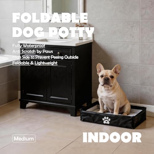 MEEXPAWS Dog Pee Pad Holder Tray Foldable, Puppy Pad Holder Liner Base High Side, Dog Litter Box Indoor for 22’’x22’’ Pee Pads, Training Pad Holder Leak-Proof, Potty Pad Holder for Dogs Easy Clean - color: Black, size: Medium - 23'' x 23'' x4''