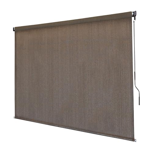 Outdoor Patio Roll Up Shade for Use on Exterior Porch, Patio, Window and More | High Density Polyethylene Privacy Screen Blocks 89% of UV Rays | Hardware Included | 6 ft Wide | Hazelwood - color: Hazelwood, size: 72"W x 72"H