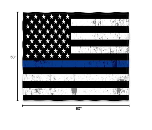Jekeno Blue Line Police Blanket United States Police Flag Print Gifts for Men Boy Dad Husband Son Adult Home Bedroom Living Room Decor Soft Cozy Lightweight Plush Throw Blankets 50"x60" - color: Color633, size: 50"x60"