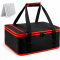 Insulated Resuable Casserole Carrier Bag for Hot or Cold Food, Foldable Portable Prep Carrier, Thermal Food Transport Bag for 9''x13'' & 11''x15'' Baking Pan, Travel Picnic Cake Dessert lunch, Black - size: Standard Black-Red