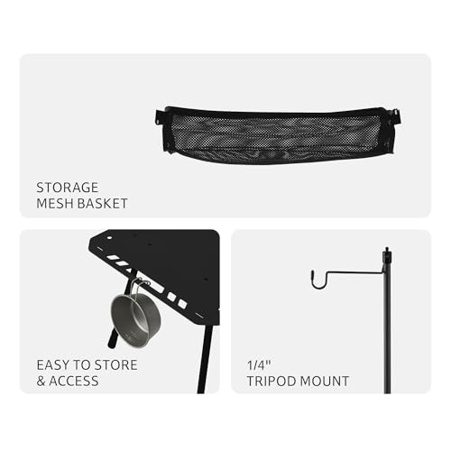 Naturehike Tactical Camping Table with Adjustable Height, Collapsible Table Lightweight with Carry Bag for Camping, Travel expeditions, Hiking, Picnics, BBQs & Beach Trips - color: Black
