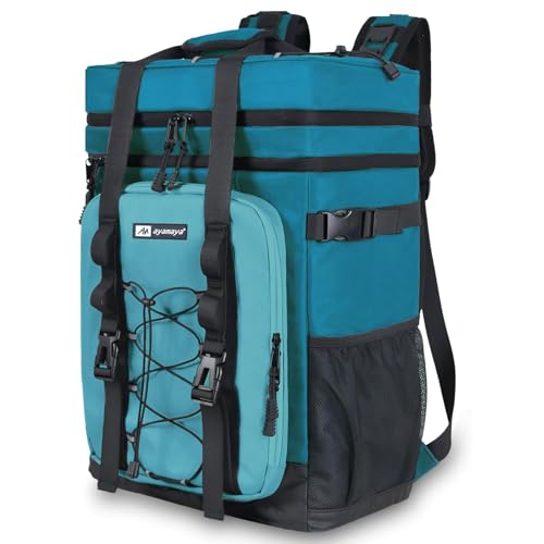 Backpack Cooler - AYAMAYA Upgrade Leakproof Cooler Backpack with Padded Top Handle, 40 Cans Large Waterproof Insulated Camping Coolers for Beach, Fishing, Picnic, Travel, BBQ - color: Blue