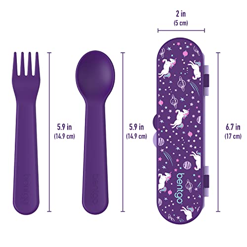 Bentgo Kids Utensil Set - Reusable Plastic Fork, Spoon & Storage Case - BPA-Free Materials, Easy-Grip Handles, Dishwasher Safe - Ideal for School Lunch, Travel, & Outdoors (Unicorn) - color: Unicorn