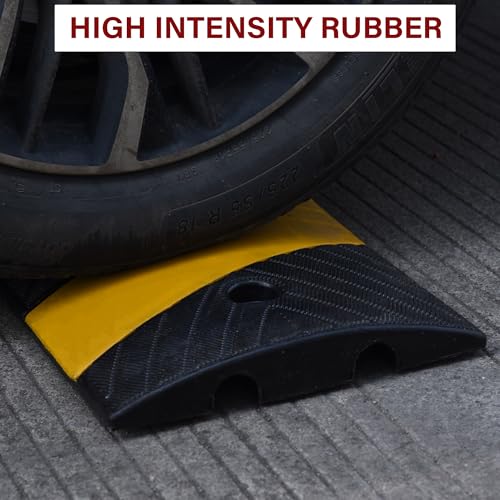 Orangestar Speed Bumps 2-Pack, 6FT Heavy Duty Rubber Driveway Bump with 8 Screws for Asphalt, Concrete, Gravel, 2-Channel Cable Protector - size: Rubber Ramp-2 Pack