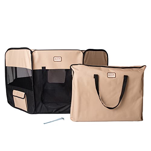 Armarkat Model PP003BGE-XL Portable Pet Playpen in Black and Beige Combo, Extra Large