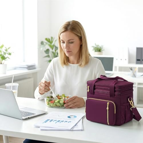 MIYCOO Lunch Bag & Lunch Box for Women Men, Double Deck Leakproof Insulated Soft Large Adult Camping Cooler bag for Work, Beach, Picnic, Travel (Purple, 15L) - color: 3 - Purple