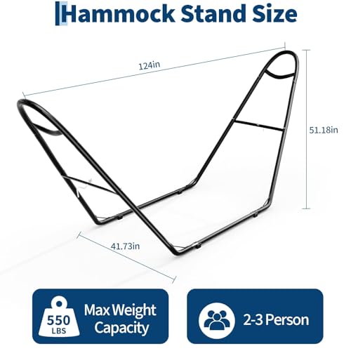 Universal Double Hammock Stand, 550-Pound Capacity, Heavy-Duty Hammock Stand for Outside, Fits 9 to 14 Foot Hammocks, Black - color: Ship-shaped
