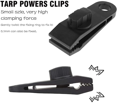 HengLiSam Tarp Clips, Heavy Duty Lock Grip, Clamps Withstand 60mph Strong Wind Fit for Awnings, Outdoor Camping, Caravan Canopies, Bungee Cord Clip (20 Pieces) - size: 20pack