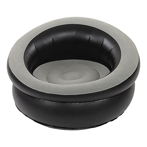 Luqeeg Inflatable Couch, Flocking Air Sofa Inflatable Sofa Chair Blow Up Couches Inflatable Lounge Chair for Bedroom Office Backyard Balcony Camping Travel (Grey) - color: Grey