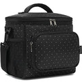 FlowFly Insulated Reusable Lunch Bag Adult Large Lunch Box for Women and Men with Adjustable Shoulder Strap,Front Zipper Pocket and Dual Large Mesh Side Pockets,Dot - color: Dot