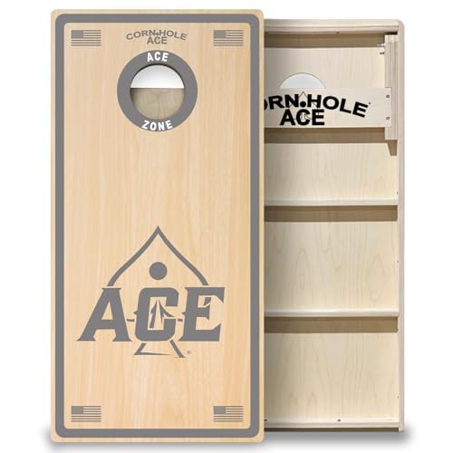 CornholeAce ACE PRO Professional Cornhole Boards - No Bounce! Triple Wide Legs, 3/4" Baltic Birch Plywood, Handles, Regulation Size (4x2ft), Tournament Style, Made in USA - color: Silver