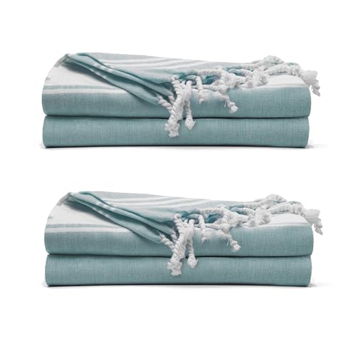 Cotton Turkish Beach Towel with Towels Oversized 36"x72" Pool Absorbent Extra Large Quick Dry Sand Travel Towel (Green, 4 Pack) - color: Green, size: 4 Pack