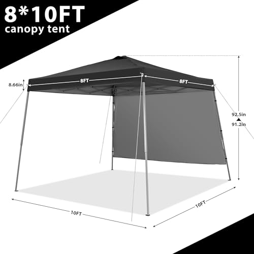 GDY 10x10 FT Pop Up Canopy Outdoor Instant Tent Slant Legs with a Sidewall,Equipment Vents, Portable Gazebo Shelter for Patio, Deck, Beach and Garden,Black. - color: Black