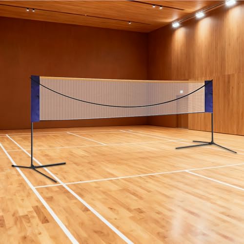 20 ft Portable Badminton Net & Adjustable Sports Net, Multi-Sport Net with Height Adjustment, Foldable Volleyball Tennis Net Set for Indoor Outdoor Court Backyard and Beach Games