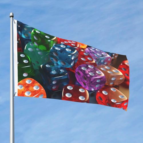 Flag 2x3 FT Double Sided Outside Large Banner Games Dice Set Garden Flag House Flag Welcome Flag Yard Flag Summer Decorative Flag Fade Resistant Banner for Outdoor Porch Holiday Yard Decor