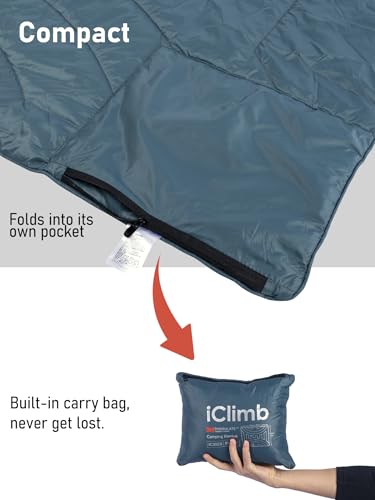 iClimb 3M Thinsulate Insulation Warm Camping Blanket Ultralight Compact - color: Blue, size: 39” × 57”, 0.62 lb