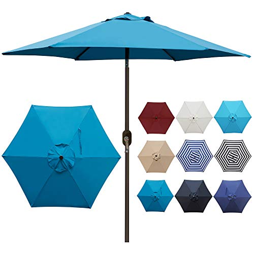 Blissun 7.5 ft Patio Umbrella, Yard Umbrella, Outdoor Market Umbrella with Push Button Tilt Crank (Cerulean) - color: Cerulean