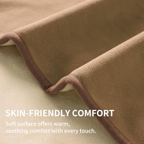 QiyI Waterproof Blanket for Bed King Size, Washable Reversible Bed Cover, Large Leakproof Stain-Resistant Furniture Protector for Travel & Camping, 80"x90", Brown/Tan - color: Brown/Tan, size: 80"×90"