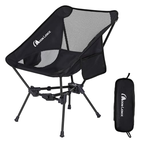 MOON LENCE Portable Camping Chair Backpacking Chair - The 4th Generation Ultralight Folding Chair - Compact, Lightweight Foldable Chairs for Hiking Mountaineering, Beach (Black-1Pack) - color: Black