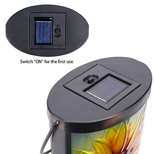Hanging Solar Lantern Outdoor Waterproof LED Solar Lights Sunflower Decorative Solar Lanterns Tabletop Lamp for Outdoor Patio Garden Yard Decor - style: Sunflower
