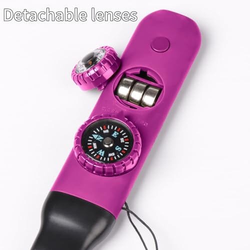 Multifunctional Survival Emergency Whistle for Kids with Compass Hiking Survival, Thermometer & Neck Lanyard | Emergency Safety Gear for Hiking, Camping, Kayaking, Boating, Climbing - color: rose purple2pcs