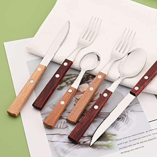 8-Piece Espresso Spoons, 304 Stainless Steel Flatware Set with Wooden Handle, Small Spoons for Dessert, Tea, Appetizer, Coffee, 6.3 inches - size: 8-Piece Dessert Spoon