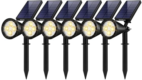 InnoGear Solar Lights Outdoor Waterproof Solar Garden Light for Outside Yard Landscape Lighting Pathway Spot Lights Spotlight Wall Light Auto On/Off, Pack of 6 (Warm White) - color: Warm White