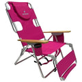 Ostrich the Woody Backpack 3N1 Portable Chair with Cooler Bag and Reclining Lounger for Tanning, Camping, Beach, and Outdoor Essential, Pink - color: Pink, style: Backpack 3N1 Wood Arms