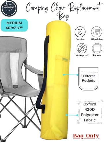 Replacement Bag for Folding Camping Chair, Portable Camp Chair, Hammock, Yoga Mat, Umbrella, Tents, Tripods, Fishing Poles - 420D Oxford Polyester Fabric - color: Yellow, size: Medium 40"x7"x7"