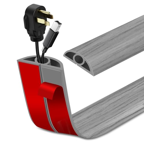 Floor Cord Cover Self Adhesive Cord Hider Floor Extension Cord Covers for Floor Power Cord Protector Cable Management Prevent Cable Trips Cable Cavity 0.32" W x 0.32" H (Light Grey Wood, 20Ft) - color: Light Grey Wood, size: 0.79" x 20'