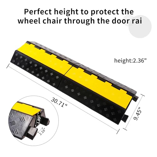 Rubber Cable Ramp Cord Cover Cable Protector Ramps Wire Hose Protective 1 Channel 22000Lbs Load Capacity Traffic Speed Bump for Asphalt Concrete Gravel Driveway, 2 Packs - color: 1 channel-2 pack