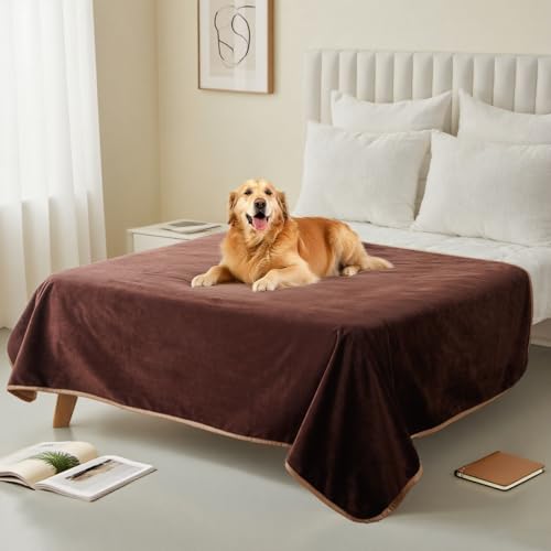 Water Proof Blanket 50x60 Inches - Reversible Flannel Blanket for Bed, Sofa,Couch- Spillproof, Leakproof Soft Double-Sided Brown Throw Blanket for Adults, Pets, Couples - color: Pure Brown, size: 50"x60"