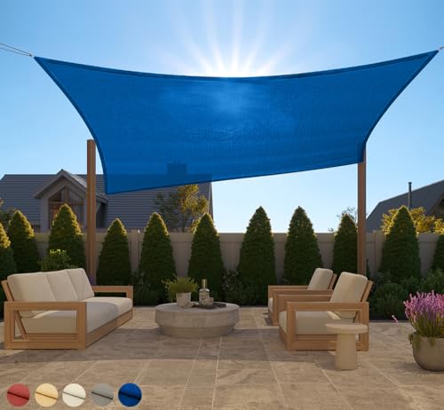 GORILLA GRIP Heavy Duty Sun Shade, UV Protection Fade Tear and Rust Resistant Rectangle Sunshade Canopy, Curved Edges Blocks Sunlight, Breathable Sail, Outdoor Patio, Lawn Garden, 6x10 FT Blue - color: Blue, size: 6' X 10', style: Rectangle