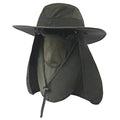 Fishing Hat,Sun Cap with UPF 50+ Sun Protection and Neck Flap,for Man and Women - color: Dark Green