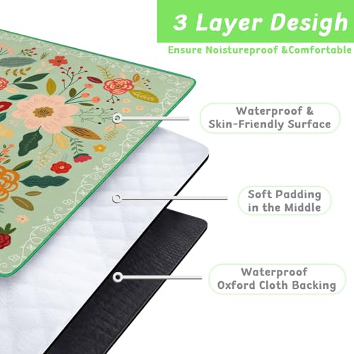 Picnic Blankets Waterproof Extra Large, 80"x 80" Outdoor Beach Blanket Sandproof Oversized Foldable Lightweight Portable 3-Layer Camping Mat for Parks,Hiking,Travel,Music Festival(Boho Flower) - color: Green Boho Flower, size: 6'8" x 6'8" (Square)