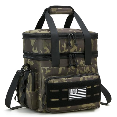 holuxer Tactical Lunch Bag & Lunch Box for Men - Large Double Deck Expandable Insulated Soft Adult Lunchbox for Work - Cooler Bag for Beach, Picnic, Camping,Outdoor，Travel (Camo,23L) - color: Camo, size: X-Large