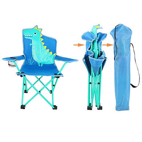 KABOER Kids Outdoor Folding Lawn and Camping Chair with Cup Holder and Carrying Bag, Children's Camping Chairs - color: Dinosaur