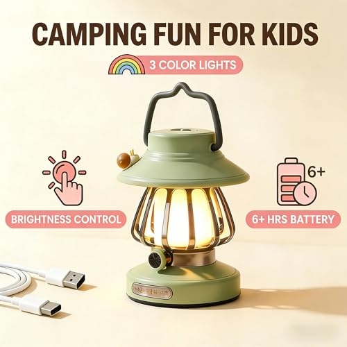 Kids Camping Gear, Kids Lantern & Motion Sensor Headlamp 1200mAh Rechargeable, USB-C Charging Night Light for Indoor Outdoor Adventures Emergency, Unique Camping Gifts for Boys Girls (Green) - color: Green Camping Gear