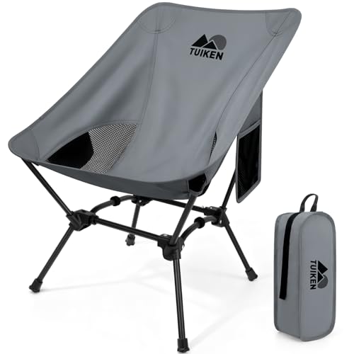 Ultralight Camping Chair Backpacking Chair, Portable Camp Chair with Cup Holder & Storage Bag, Lightweight Compact Folding Chair for Hiking, Travel, Picnic Mountaineering-Grey - color: Grey