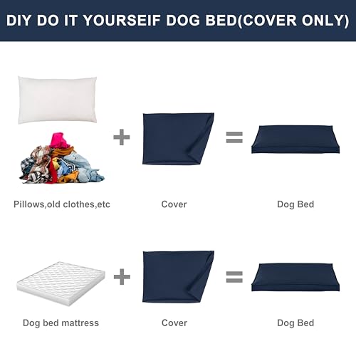 Dog Bed Covers Replacement Washable, Waterproof Dog Bed Cover with Zipper, 36Lx27Wx3H inch Durable Oxford Pet Bed Cover for Outdoor/Indoor Use, Cover Only, Navy Blue - color: Navy Blue, size: 36*27*3 inch