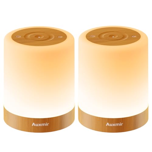 Auxmir Night Light for Kids Baby, Dimmable Touch Lamp for Nursery, 256 RGB Colors 5 Brightness, Portable Rechargeable Table Lamp for Nightstand, Kids Night Light for Bedroom Living Room, Brown-2 Pack - color: Brown-2 Pack