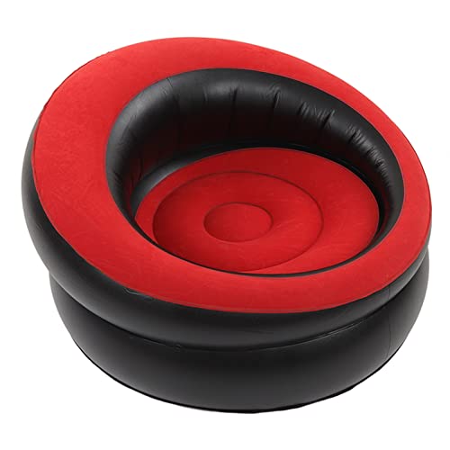 Inflatable Couch, Flocking Air Sofa Inflatable Sofa Chair Blow Up Couches Inflatable Lounge Chair for Bedroom Office Backyard Balcony Camping Travel (Red) - color: Red
