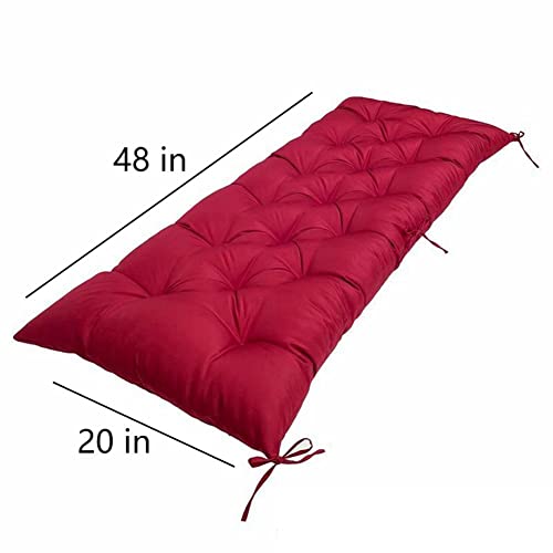 Srutirbo Waterproof Outdoor Bench Cushion, 48"x20", Swing Cushion Patio Furniture Cushions 3 Seater, for Garden Patio Furniture Lounger Bench (Wine red, 48x20 in) - color: Wine Red